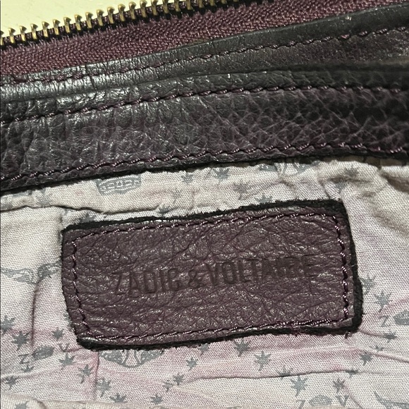 Zadig & Voltaire Deep Purple Leather Wristlet Clutch - Picture 2 of 9